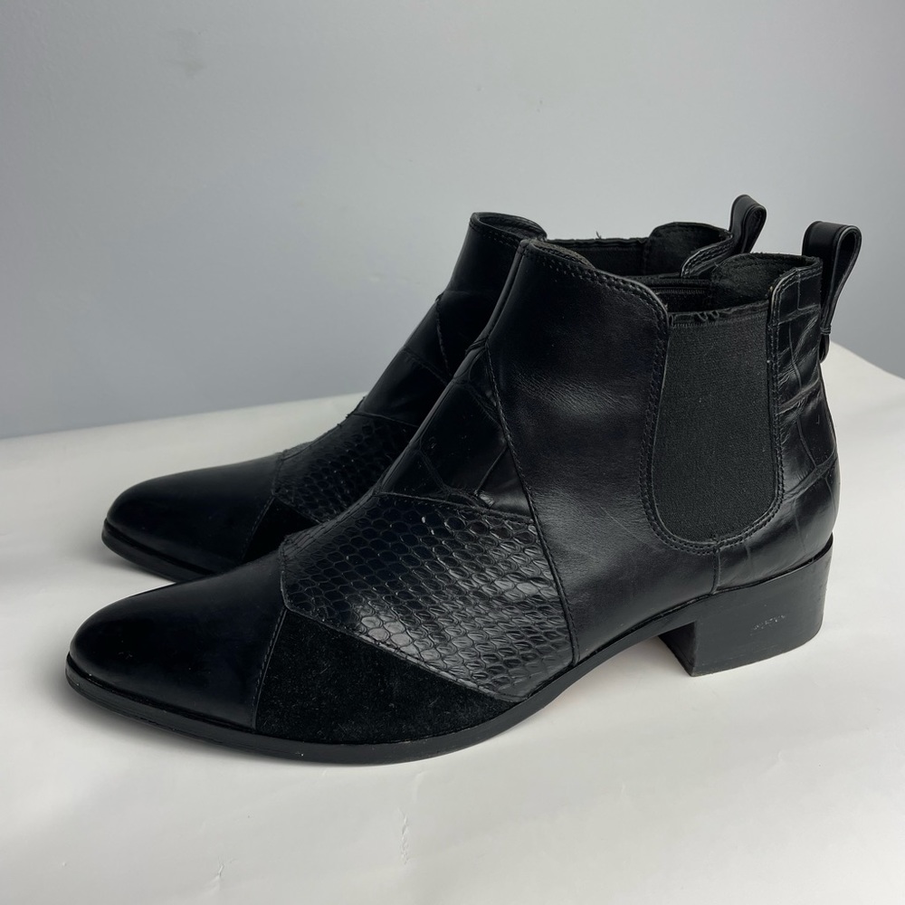 Coach Suffolk Patchwork Black Leather Chelsea/Ankle Boots, Snakeskin, Calf, 8.5